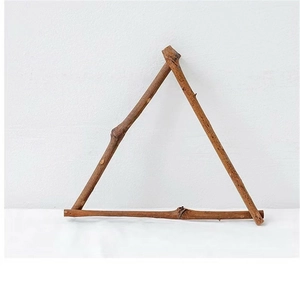 Natural woven rattan heart stand for air plants with rustic triangle wood branch base