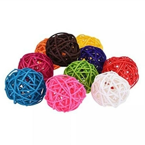 Colorful handmade rattan balls cat toy set with bells for kitten indoor play