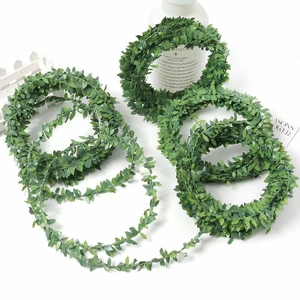 Artificial green leaf garland wreaths made of flexible wire for DIY wedding and home decor
