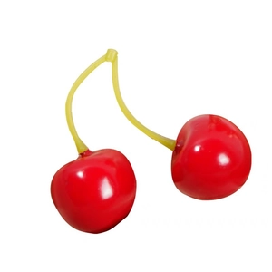 Lifelike artificial cherry model with two bright red berries for photography props