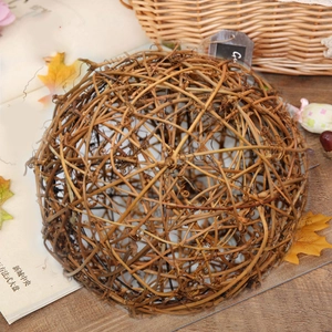 Natural woven rattan decorative ball for rustic interior decor and photography props