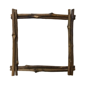 Square natural wood branch frame for rustic Christmas window displays and photo props