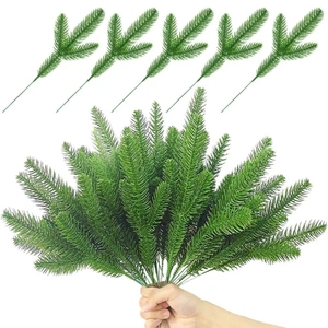 Rami di Ago di Pino Artificiale Stelo di Pianta Verde Finta per Composizione Floreale di Natale Arredamento