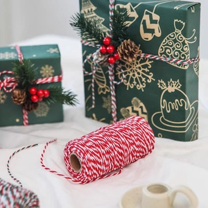 Red and white 2mm Baker's twine for Christmas gift wrapping and DIY crafts decoration