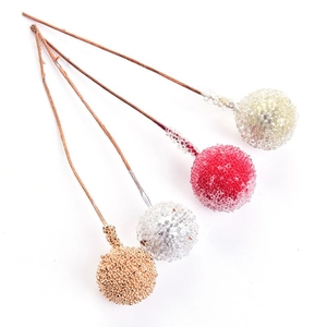 Artificial Christmas berry stems with glitter pearls in gold, red, yellow and white