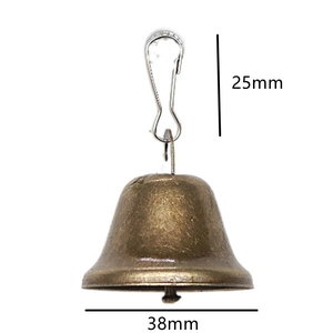 Vintage bronze metal bell with hook 38mm diameter for pets and holiday decoration