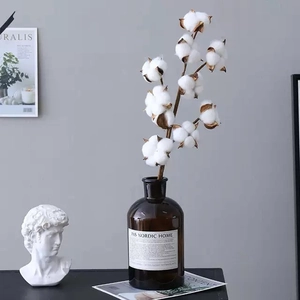 Natural Dried Cotton Flower Bouquet For Home Decor Minimalist Nordic Style White Cotton Bolls Stems For DIY Wedding Arrangement