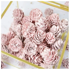 Pommes de Pin en Mélèze Rose Style Coréen Décoration d'Arbre de Noël Matériel d'Arrangement Floral DIY Pommes de Pin Roses pour Fête de Noël Mariage Maison