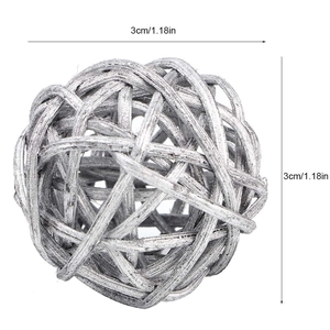 Silver woven rattan decorative ball with 3cm diameter for Christmas and wedding decor