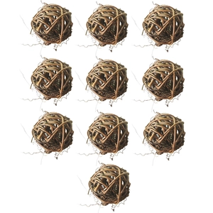 Lot de 10 boules décoratives en rotin naturel pour compositions florales de Noël