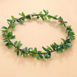Artificial Green Leaf Wreath Headband Forest Berry Garland Adjustable Floral Hair Band For Dance Performance Kids Adults