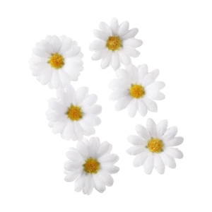 Artificial white daisy flower heads with yellow centers for DIY crafting and decoration