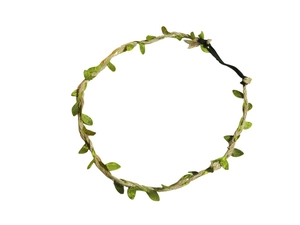 Sonnenblumen-Haarband mit grünen Blättern, geflochtenem Juteseil und Gummiband