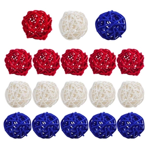 Independence Day Rattan Balls Woven Stars Patriotic Red White Blue Hanging Ornaments For Fourth Of July Party Home Decoration