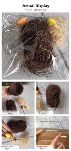 DIY bird nest material set featuring dark brown natural vine and speckled faux bird eggs