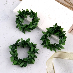 Lot de 3 ronds de serviette en feuilles vertes pour décoration de table de Noël