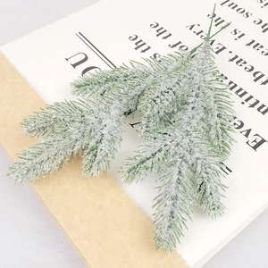 Realistic flocked artificial pine branch with two-fork needle stems for Christmas decor