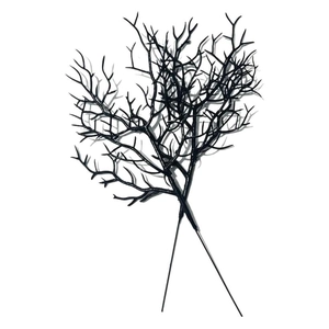 Détail de branches de corail noir artificiel croisées pour décoration d'Halloween et DIY