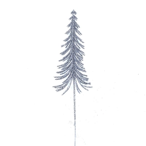Dettaglio ravvicinato di un ramo a forma di albero di Natale con glitter argento