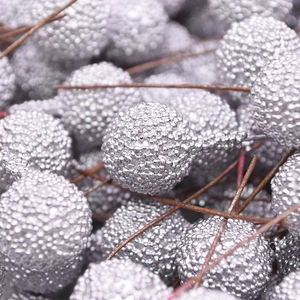 50pcs 12mm silver glitter berry picks for Christmas floral arrangements and DIY crafts