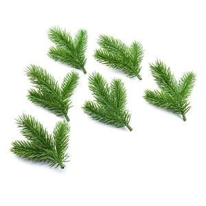 Set of 6 realistic green artificial pine branches for Christmas wreath DIY decoration