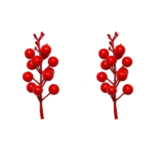 Artificial red berry stems for festive home decor and Christmas wreath crafting