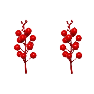 Set of artificial red berry stems for festive home decor and Christmas wreaths