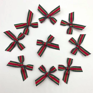 9pcs Christmas ribbon bows set in red green and gold stripes for gift decoration