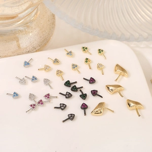 Macro di ciondoli per gioielli a forma di mini fungo con zirconi colorati incastonati