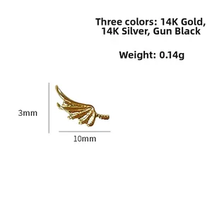 Détails de l'accessoire en forme d'aile d'ange disponible en doré argenté et noir fusil
