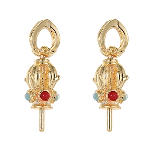Goldene Vajra Schmuckanhänger mit roten und blauen Edelsteinen für DIY Halsketten