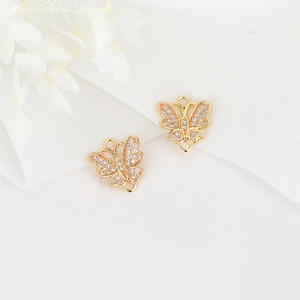 Conector de mariposa chapado en oro de 14K con circonitas para joyería artesanal