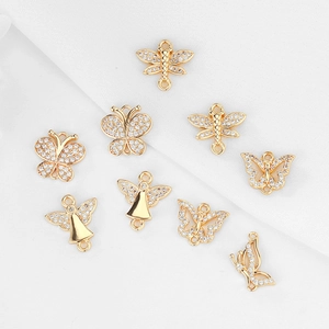 Colgante de Cobre Chapado en Oro 14K con Strass Mariposa Ángel Libélula Accesorios para Hacer Joyas DIY Collar