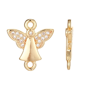 Conector de ángel bañado en oro de 14K con circonitas para bisutería DIY