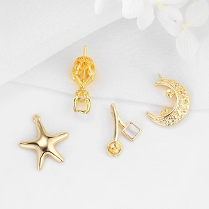 DIY Jewelry Pendants 14K Gold Plated Brass Star Moon Starfish Crown Cherry Charms For Necklace Making Women Fashion Accessory