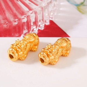Goldene Pi Xiu Glücksperlen mit matter Oberfläche für DIY-Armbänder und Schmuck