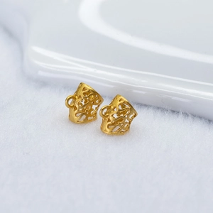 Exquisite 24k gold plated hollow flower pendant connector for DIY jewelry making