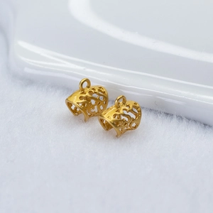 24k gold plated hollow cylinder pendant connector with matte finish for DIY jewelry making