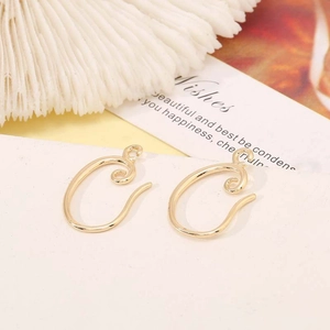 Elegant 14K gold plated swirl spiral drop earrings for women with a polished mirror finish