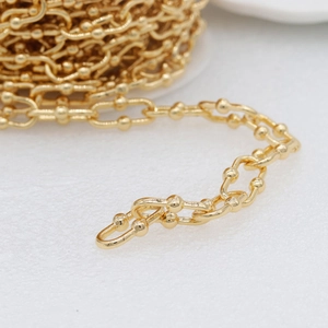 Gepolijste 14K vergulde dubbele kogel-schakelketting voor DIY-sieraden en kettingen