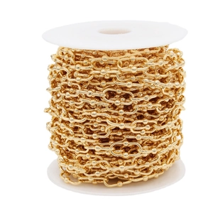 14K vergulde DIY-sieradenketting met ovale schakels en kralen op een spoel