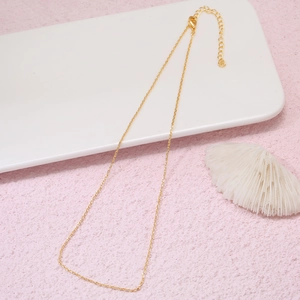 Collier chaîne à mailles en acier inoxydable doré avec fermoir mousqueton et extension