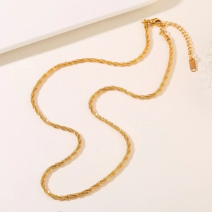 Goldene Edelstahl-Gliederkette mit Karabinerverschluss und verstellbarer Verlängerung
