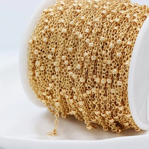 14K gold plated bead chain on spool for DIY jewelry making and necklace crafting