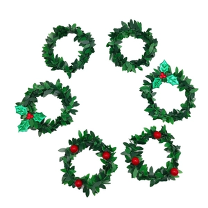 Christmas Artificial Green Leaf Wreath Napkin Rings Berry Napkin Buckles For Holiday Dining Table Party Home Decoration