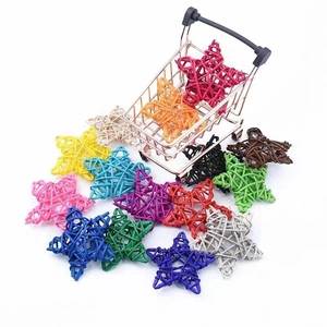 Colorful 6cm handmade wicker star decorations for nursery crafts and tabletop display