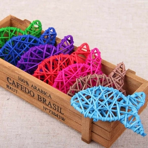 17cm natural colorful wicker woven fish ornaments for pet toys and nursery decor