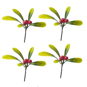 Artificial Christmas Red Berry Green Leaf Branches For DIY Wreath Garland Decoration Festive Home Party Ornament Plastic Berries