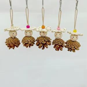 Lot de 5 jouets pour perroquets avec pommes de pin naturelles et perles en bois pour cage