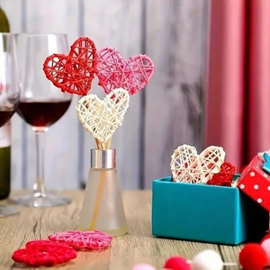 Woven heart decorations in red pink and white for Valentine's day vase filler decor
